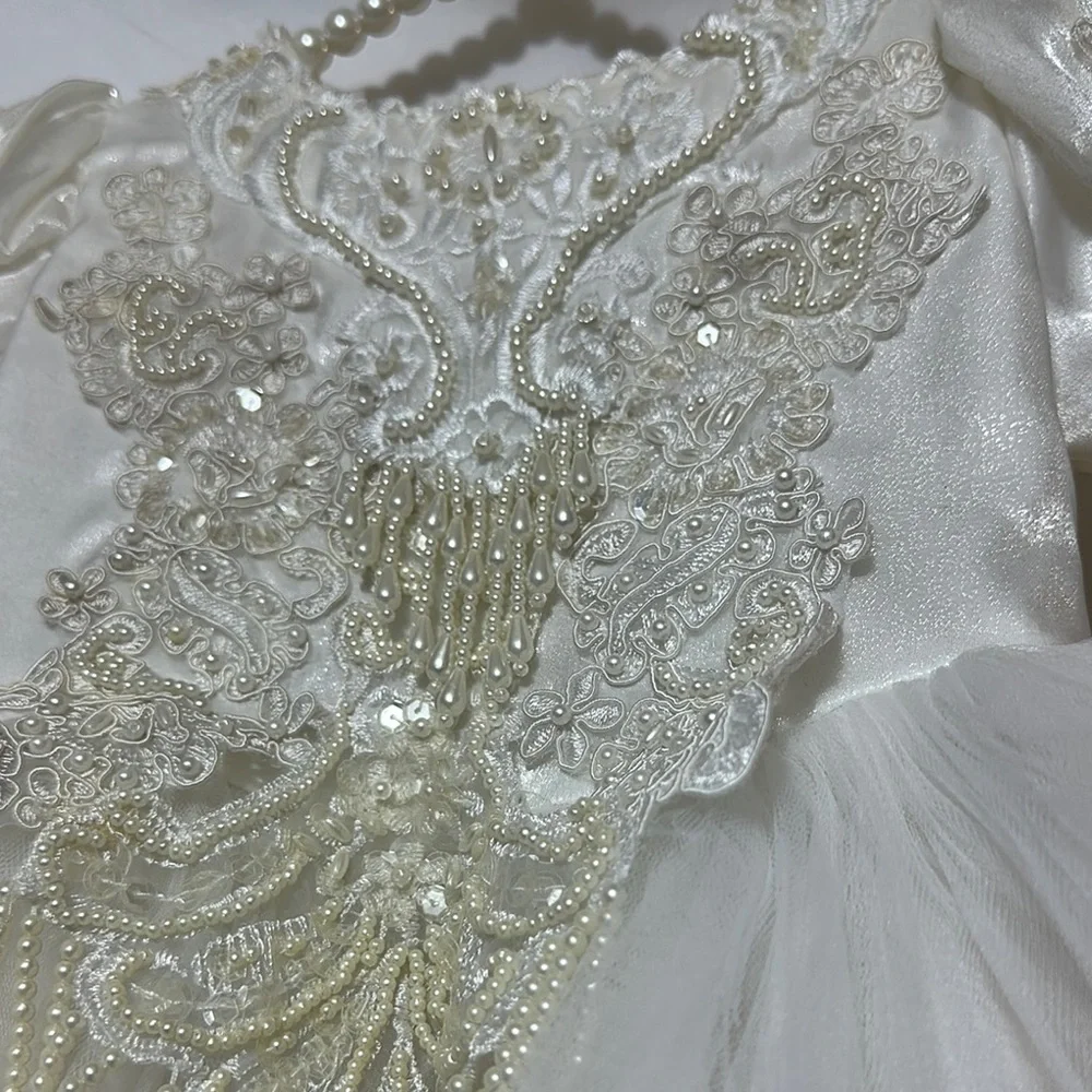 White Theater Costume with Lace and Puffy Sleeves